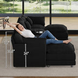 ONEMMLION 145" Oversized U-Shaped Cloud Sectional Sofa, Black