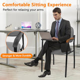 Leather Office Guest Chair Sets of 8, Reception Chair No Wheels with Armrests and Lumber Support