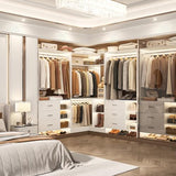 Aheaplus Closet System with 6 Drawers, 4 Hanging Rods & Corner Tower