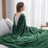 NEWCOSPLAY Super Soft Queen Blanket Dark Green Premium Silky Flannel Fleece 3D Checkered Lightweight Bed Blanket All Season Use (Dark Green Checkered, Queen(90"x90"))