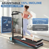 Treadmill with Desk Workstation & Adjustable Height, 450 LBS Weight Capacity, Folding Treadmill with 15% Incline, Bluetooth Speaker