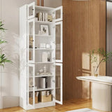VOWNER 85.5" H Bookshelf Single Pack - Glass Door Design, 7 Tier Book Shelf, Curio Cabinets with Storage
