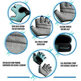 RYMNT Minimal Weight Lifting Gloves,Short Micro Workout Gloves Grip Pads with Full Palm Protection & Extra Grip, Aqua-Small