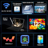 2026 Upgraded 12.2 inch Tablet, Android 16 Tablet with Keyboard
