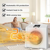 HEATIT Space Heater with Remote for Indoor, Digital Display with Thermostat，Containing Plasma & Ozone,1-12H Timer, 1500W/750W, Electric Space Heater for Office, Bedroom,White,10.6"Dx7.0"W x 11.8"H
