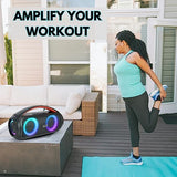Dolphin LX-220 Boombox Bluetooth Speaker | Loud & Crisp Sound - IPX5 Waterproof with Long-Lasting Battery & Party Ring Lights for Gym, Outdoors, Shower, Beach, Pool, Portable, Rechargeable