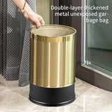 LEASYLIFE 2.6Gallon/10L Brass Bathroom Trash Can，Brushed Gold Bathroom Waste Basket，Golden Small Garbage Can