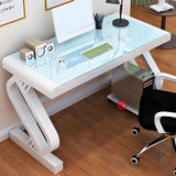 LAKIQ Contemporary Glass Home Office Computer Desk Rectangular Gaming Desk