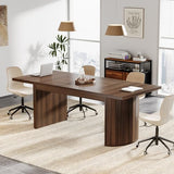 Conference Table for 6-8 People, 6.56 ft Large Rectangle Meeting Table with Double Pedestal