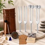 Tuning Forks for Sound Healing Set – 128Hz, 136.1Hz, 256Hz & 384Hz Weighted & Unweighted Aluminum Alloy Tuning Forks with Activator & Travel Pouch for Meditation, Yoga & Chakra Healing
