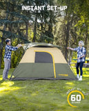 FanttikOutdoor Zeta C4 Pro Camping Tent 4 Person Instant Cabin Tent Setup in 60 Seconds with Rainfly & Windproof Portable with Carry Bag for Family Camping & Hiking, Upgraded Ventilation, Green
