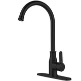Kohonby Single Handle Kitchen Faucet Stainless Steel Matte Black, Modern High Arc Kitchen Sink Faucet, Commercial Bar Sink Faucet One Hole with Deck