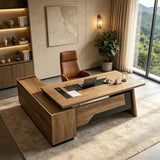 SAINTCY Executive Desk with Locking Drawer, 71"-78" L Shaped Desk with Wireless