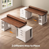 55" Height Adjustable Computer Desk with 3 Drawers, File Cabinet, Storage Shelves