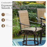 Sophia & William Patio Bar Stools Counter Height, Set of 6, Swivel Bar Chairs, Supports 300 lbs (Brown Fabric)