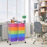Rolling Cart with 20 Drawers, 20 Tiers Multicolor Trolley, Drawer Bin Carts with 2 Lockable Wheels