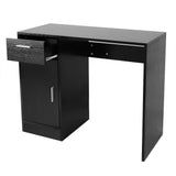 Oumefar Compact Computer Desk with Drawer and Storage Door (Black)