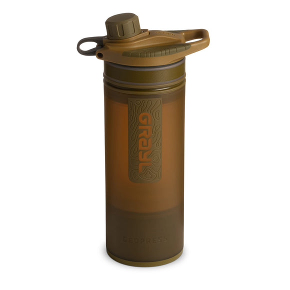 GRAYL GeoPress 24 oz Water Purifier Bottle - Filter for Hiking, Camping, Survival, Travel (Coyote Brown) GRAYL