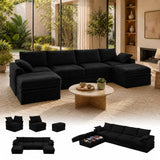 142" Upgraded Boneless Couch with Storage, Modular Sectional Couches for Living Room