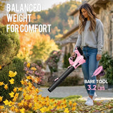 STEELITE 21V Cordless Leaf Blower, 150 MPH 600 CFM High-Performance Airflow, Lightweight Electric Blower for Lawn Care, Patio Cleaning, Leaves & Dust, Includes 2 x 2.0Ah Batteries - Pink
