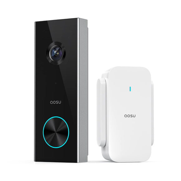 Doorbell Camera Wireless, Battery-Powered Video Doorbell with Chime, 2K Resolution, No Monthly Fees, 166° Ultra Wide Angle AOSU