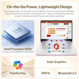 14" HD Student&Business Laptop with AI Copilot, 13th Gen Intel 4-Core, 4GB RAM, 1.12TB Storage (128GB UFS + 1TB Docking Station), 1 Year Office 365