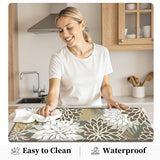 Kitchen Mats for Floor 2PCS Cushioned Anti Fatigue Kitchen Mats Waterproof Non Slip Kitchen Mat Rug Set Comfort Foam Standing Mat for Sink, Laundry, Office,17.3" x 28" + 17.3" x 47", Brown White