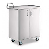 18" x 30" Commercial NSF Stainless Steel Utility Cart with Locking Doors - 4 Shelf Heavy-Duty Service Cart with Enclosed Base, Mobile Prep & Storage Trolley for Kitchen, Catering, Restaurant