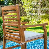 PHI VILLA 9 Pieces Acacia Wood Patio Dining Set for 8, Expandable Teak Dining Table & Wooden Chairs with Cushions