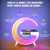 2025 New Mini LED Table Lamp, Wireless Charging Atmosphere Lamp, Bluetooth Speaker, Dimmable Night Light, Bedside Lamp, (White)