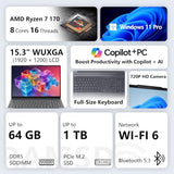 Lenovo IdeaPad Slim Laptop with Ryzen 7 170 & 15.3” WUXGA, 32GB + 1TB