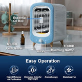 Jafanda Air Purifier for Home Bedroom 780sq ft, HEPA & Activated Carbon, Air Cleaner with Fragrance Sponge & Nightlight for Smoke, Blue
