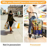 Shopping Cart with 360° Swivel Wheels Folding Utility Cart with Easily Collapsible Cart with Extended Foam Cover