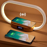 Donewin Wooden Bedside Lamp with 15W Fast Wireless Charger | Touch Control, 3 Color Modes, Clock & Stepless Dimming for Nightstand