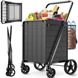 Folding Shopping Cart for Groceries,360 lbs Capacity Grocery Cart with Waterproof Liner and 360° Swiveling Wheels