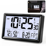 BGYTWEYTD Atomic Clock Alarm Clock with Backlight, 8.7″ Battery Powered Clock Auto DST Self-Setting, Digital Wall Clock with Indoor Temperature Humidity, Snooze for Bedroom Office