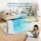 8000 BTU Portable Air Conditioner - 3-In-1 Cooling, Dehumidifying & Fan, Low Noise 54dB and Easy Mobility, Smart Control, Air Quality Enhancement for Home & Office