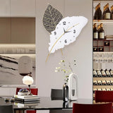 Anmotpe 18x27 inch Large Modern Feather Leaf Shape Wall Clock for Living Room Decor, White Unique Silent Decorative Art Clock for Home Bedroom Office Dining Kitchen
