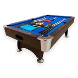 SIMBASHOPPING 7 Foot Pool Table Modern Billiard Table with Blue Felt, Ball Return and Accessories - Blue Sea