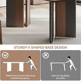 Mid Century Modern Dining Table for 4, Faux Marble Top Dining Room Table with Dual-Tone Pedestal