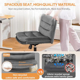 COMHOMA Cross Legged Office Chair with Wheels Armless-Office Desk Chair, Modern Vanity Computer Task Chairs for Home Bedroom, Gray