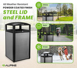 Commercial Trash Can with Locking Lid – Heavy-Duty Weather-Resistant Metal Garbage Bin with Removable Liner for Parks