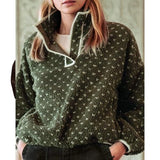 Talakeno Womens Fleece Sweatshirt Half Zip Sherpa Pullover Jackets Warm Long Sleeve Vintage Hiking Coat with Pockets(Dark-Green,XS)