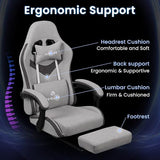 N-GEN GAMING Video Gaming Chair with Footrest Lumbar Support for Home Office High Back Recliner (Grey)