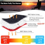 QEZER 0 Degree Sleeping Bag for Adults 650 Fill Power Down Sleeping Bag for Cold Weather -11°F-18°F Large Lightweight Sleeping Bag