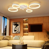 Glimchase 5-Ring LED Dimmable Modern Ceiling Light Fixture, 58W 3000K-6000K Flush Mount Ceiling Lamp with Remote for Living Room, Bedroom, Dining Room, Kitchen (White)