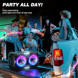 W-KING 270W Peak Party Large Loudest Bluetooth Speaker Bigest Boom Box, Portable Speakers Wireless/12 Custom Deepest Bass/Massive 125dB 6.5''x2 Subwoofer/IPX5/MIC&GTR in/USB/TF/AUX, Removable Battery