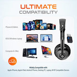 Delton 35X Bluetooth Computer Headset with Noise Cancelling Mic, Fast Charging Dock, Auto Pair USB Dongle for PC, Laptop, MacBook, Compatible with MS Teams, Google Meet, Zoom, Slack, and More - Black