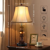 Touch Control Traditional Table Lamp Set of 2, Vintage Bedside Lamps with Dual USB Charging Ports, 3-Way Dimmable Bronze Finish Desk Lamps