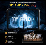 CHANDUELEC R9 Plus Rugged Tablet 11 inch Android 14 Tablets, 20080mAh Waterproof Tablet, 2K 24GB+512GB/2TB TF Work Tablets, 64MP+16MP Octa-Core IP68&IP69K/4G Dual SIM/5G WiFi/Face ID/GPS/OTG